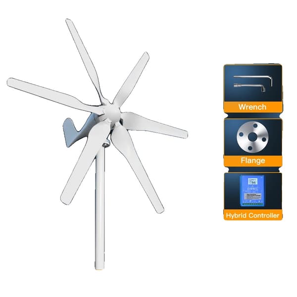 Vindmølle, 3000W effekt, 5 blade, 24 volt 12 volt, Gratis MPPT-controller, 3000W, Med hybridkontrol, 3000W, 48V