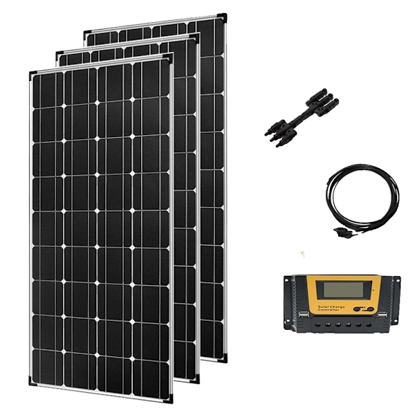 Monokristallint solpanelpaket, 150W paneler, 12V/24V kontrollerare,450w kit 450w kit 450w kit