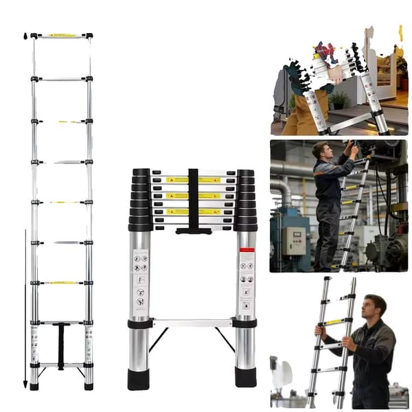 Teleskopstige, Rustfrit Stål, Belastningsevne 150 kg, 2.6m