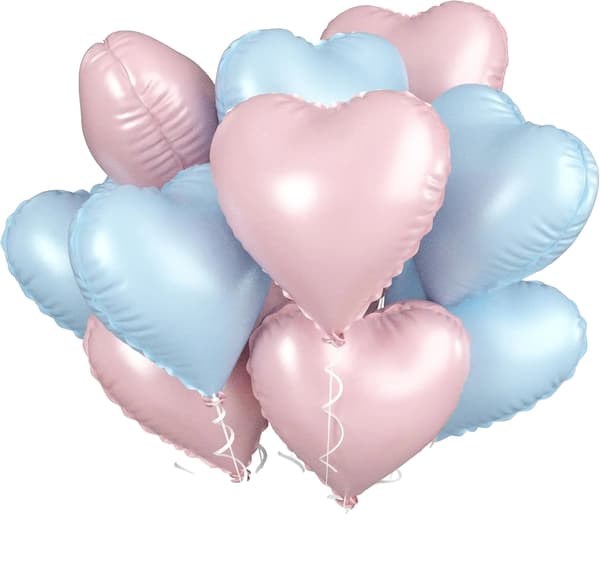 Hjerteballoner, Folie Materiale, Multi-Pack Variation, blandet pink blå-a, 18tommer 20Stk-b