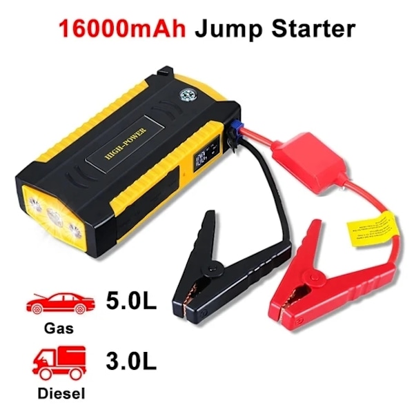 18000mAh Auton käynnistyslaite, 1500A huippu, monitoiminen virtapankki,Keltainen 16000mAh Yellow 16000mAh Yellow 16000mAh