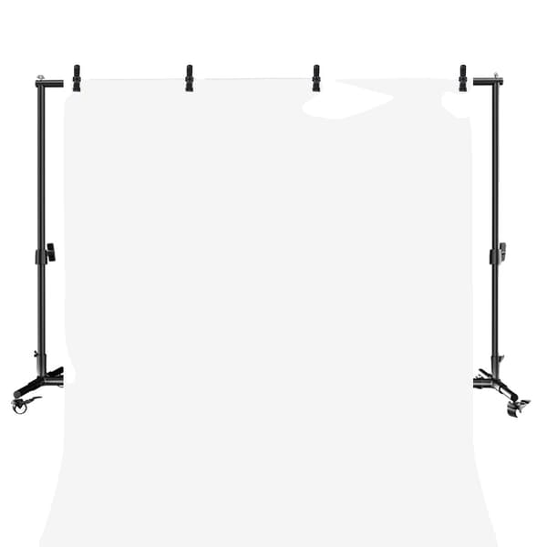 Bakgrundsställning, Flyttbara Hjul, Justerbar Höjd, 2x3M-c, Vit Kit