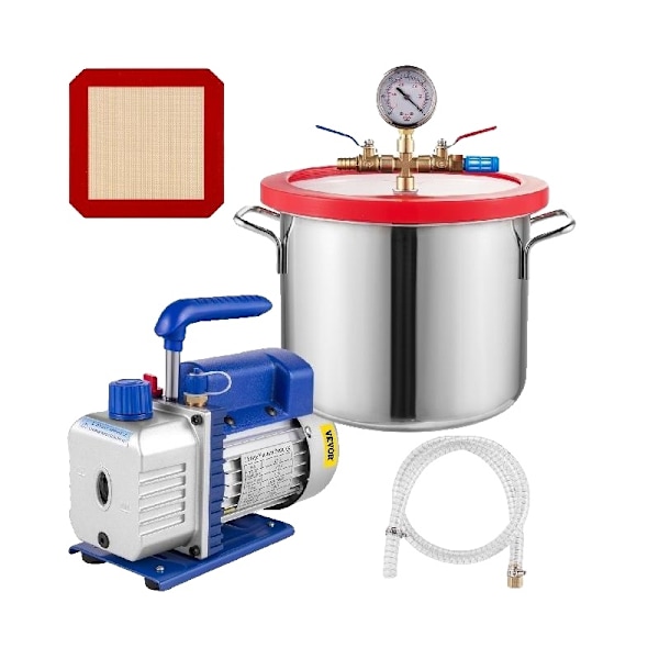 3 CFM/4 CFM Vakuum Pumpe med 1,5-5Gal Kammer - Indbygget Køleventilator, Holdbar Pakning & Glycerin Manometer 4CFM 3Gallon