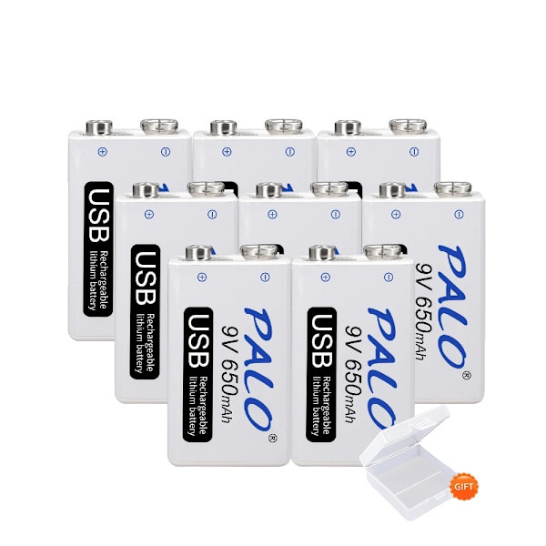 9V 650mAh Lithium-Ion Genopladeligt Batteri, CE Certificeret, 7.2-8.4V,8 stk 8pcs 8pcs