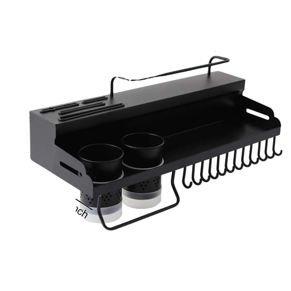 Opbevaringsreol, vægmonteret, pladsbesparende design, Sølv, Sort