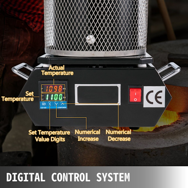 Digital Automatisk Smelteovn - 1150°C Maks Temp, PID-modul, Hurtig Opvarmning Capacity 1KG