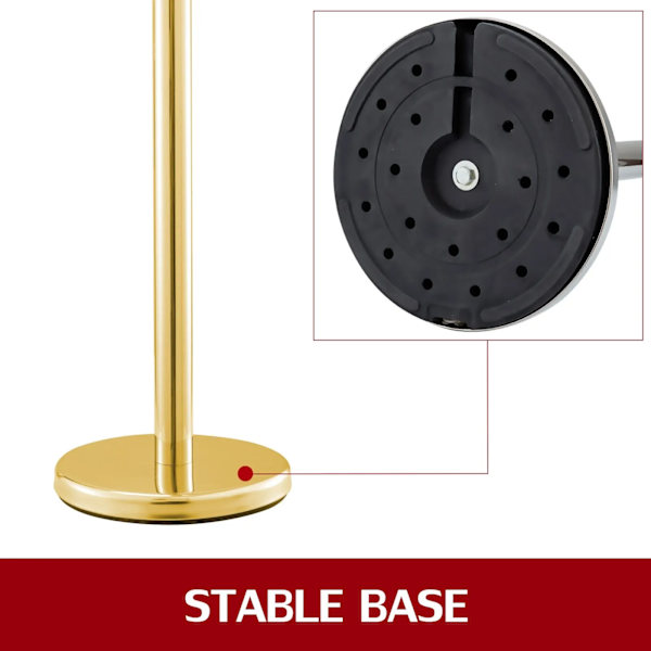 Crowd Control Stanchion, 96 cm Total Højde, 32 cm Base Diameter, 5 cm Rør Diameter, 1,5 m Reb Længde, Holdbart Rustfrit Stål Materiale