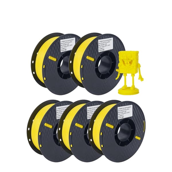 3D-printer filament, 1,75 mm diameter, blank finish, 5KG gul
