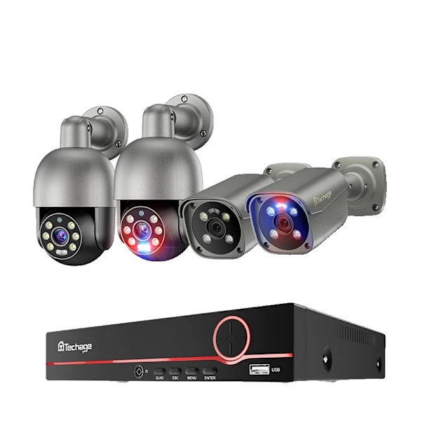 8MP Säkerhetskamerasystem, Nattsyn, AI-detektering, Tvåvägsljud,