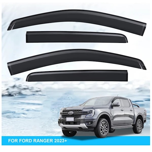 Ford Ranger Raptor 2023 Tilbehør, Weathershield Design, Dobbeltkabine Montering, vinduesafdækning window visor window visor