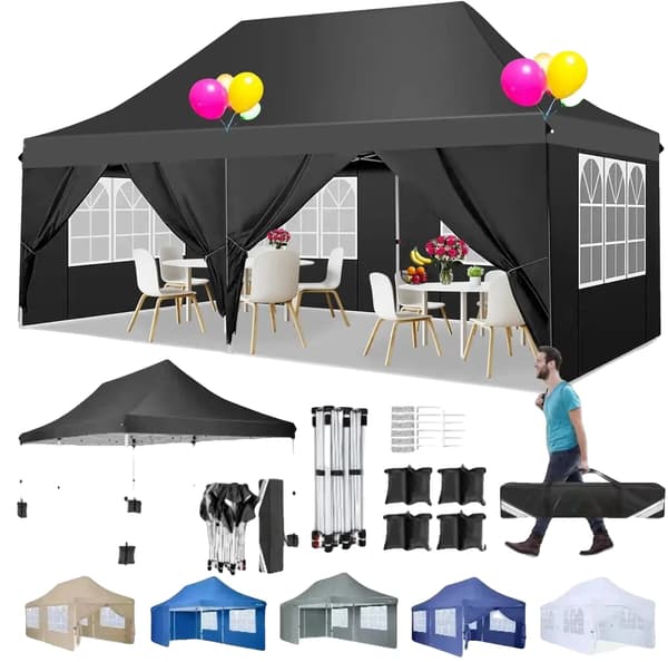 Pavillon, Vandtæt, Justerbar Højde, Sort