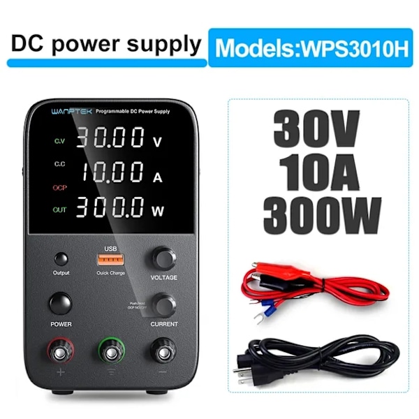Programmerbar likströmsaggregat, 30V utspänning, 10A utström , WPS3010H 30V 10A WPS3010H 30V 10A WPS3010H 30V 10A