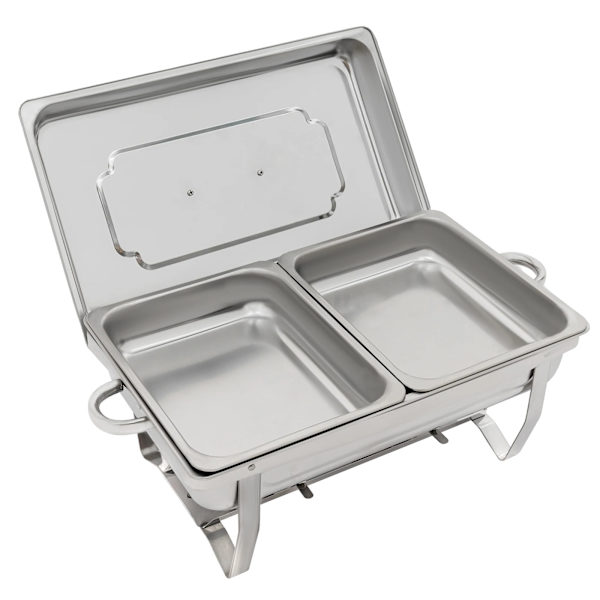 Chafing Dish Buffet Sæt, 4PCS, Rustfrit Stål, Alkohol Opvarmning, Sølv