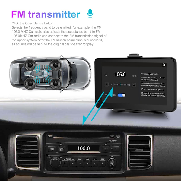 7 Tommer Bilradio MP5 Afspiller med Carplay, Android Auto, Bluetooth - Navigation & Stemmekontrol with 32G TF