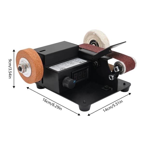 350W Mini Bältslip, LCD-display, Justerbar hastighetskontroll,svart