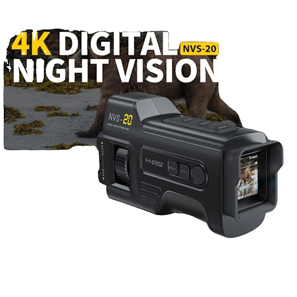 4K Digital Nattevision Monokular, 6X Zoom, IPX6 Vandafvisende,Sort Black black