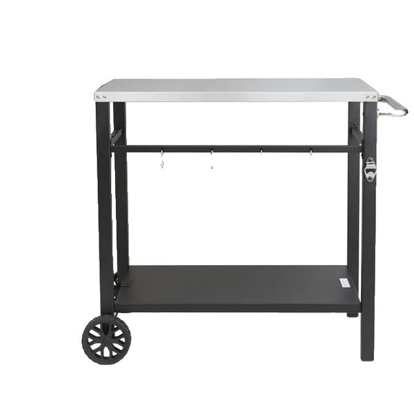 Spisevognsbord, Dobbelt Hylde, Foldbart Design, 85X55cm stål