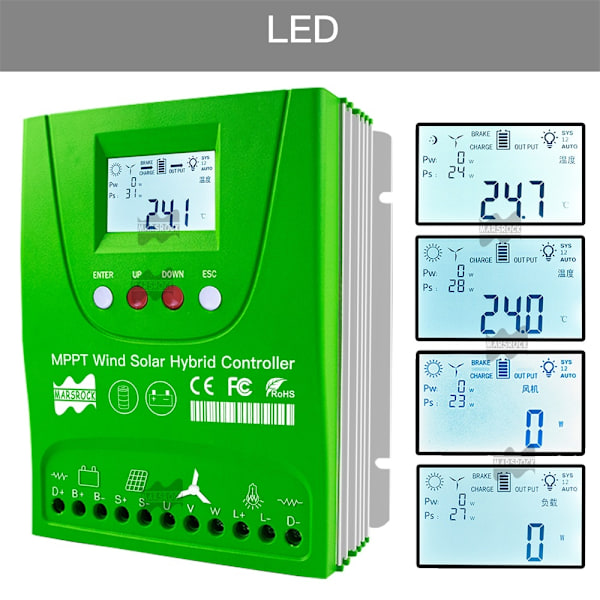 2000W Hybridi Tuuli-Aurinkolataussäädin MPPT - 30A/60A Akun tasauslaite Lifepo4 & Litiumille Wind1000W Solar1000W