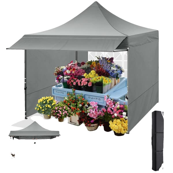 Pavillon, Vandtæt Materiale, Justerbar Højde, Grå, 3x3m