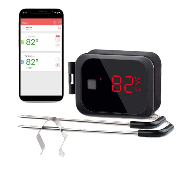 Bluetooth Kötttermometer, Dubbelprober, Temperaturalarm,Som bild