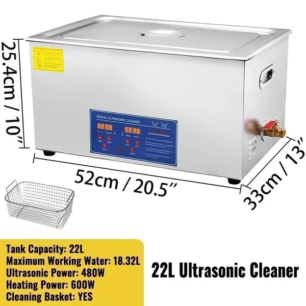 Ultralydsrenser, Digital Kontrol, Rustfrit Stål Konstruktion, 22L JPS-80A