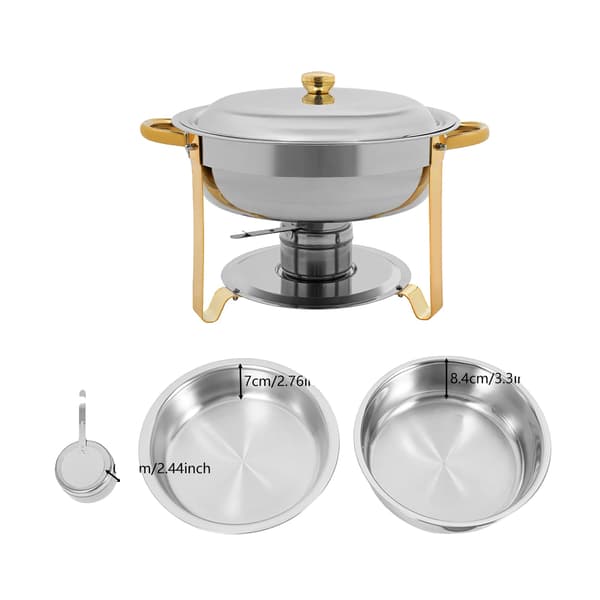 Chafing Dish, Rostfritt Stål, 4-delars Set, Guld