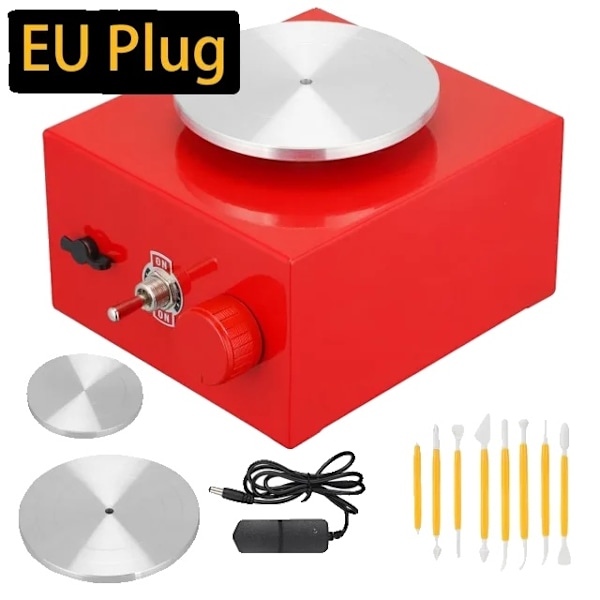 Keramikskiva, Mini-storlek, Elektriskt Driven, Röd- EU-kontakt Red- EU PLUG Red- EU PLUG