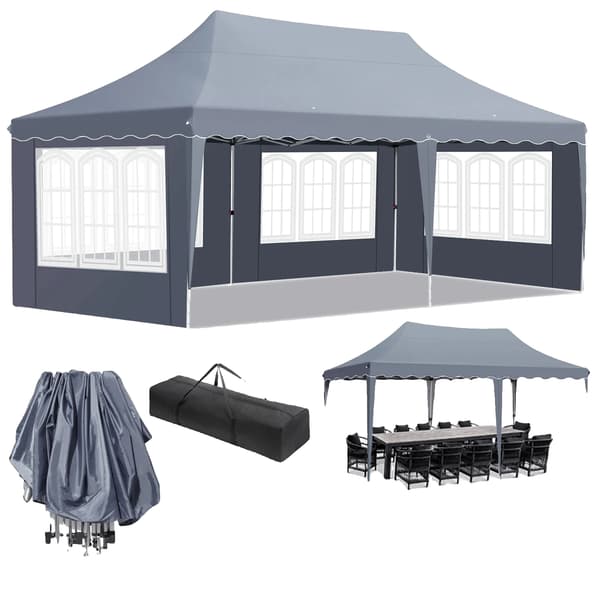Gazebo, Vandtæt Kappe, UV Beskyttelse, Mørk Grå