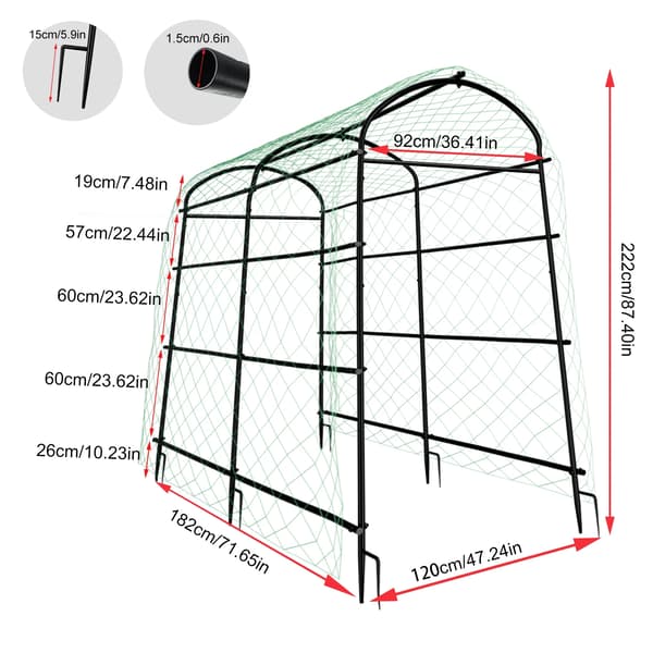 Trädgårdsgaller för klättrande växter med nylon-nät, U-format, 222 cm lång