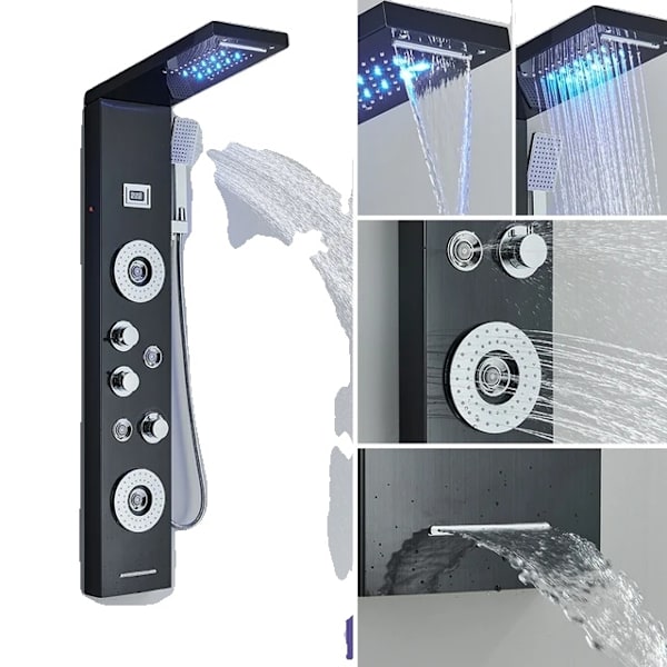 Duschpelare, LED-regn, massagestråle C