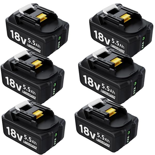 18V Li-ion batteri til Makita værktøj, 5,5Ah kapacitet, LED-indikator,6 stk 6 PCS 6 pcs
