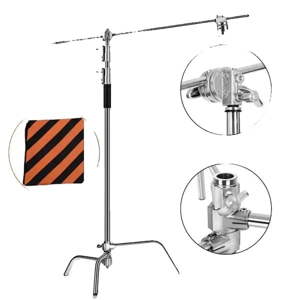 Fotografi C-stativ, Max Höjd 260 cm, Hållbart Rostfritt Stål, 2.6m Silver Bara en