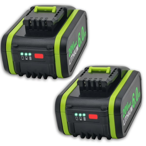 WORX 20V Batteri, 60Ah Kapacitet, Genopladelig Teknologi, 2 stk 2 PCS 2 pcs