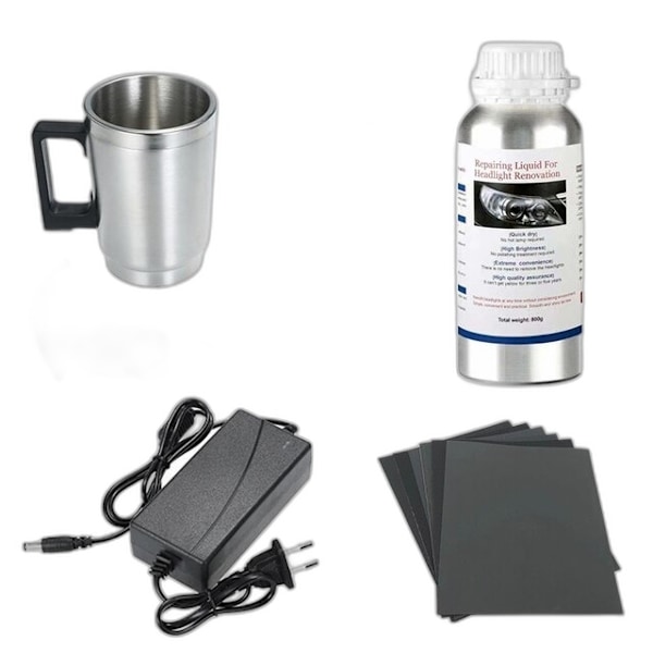 Bil Forlygte Poleringssæt 800 ml - Reparationsvæske, Ridsefjerner, Restaurering Set 3 Carton Kit