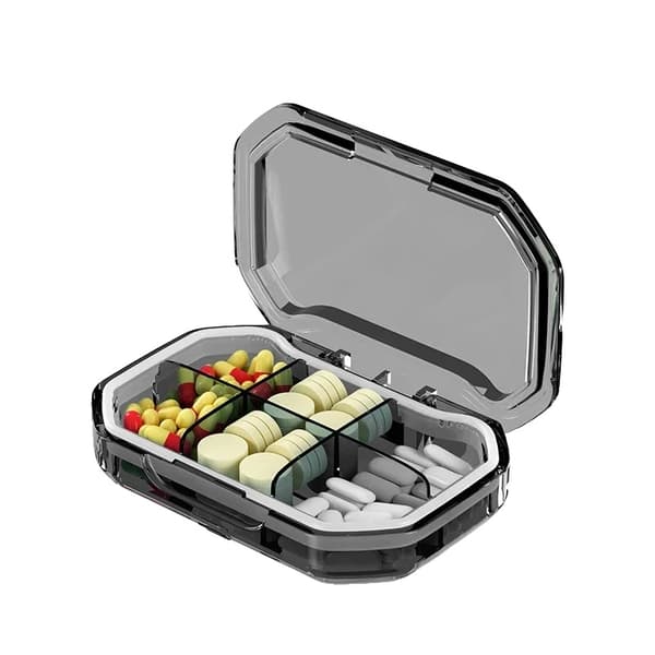 Bärbar Tablettorganisatör, 4/6 Fack, Läcksäker Design, Grå-6 rutor