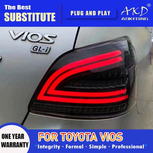 AKD Baglygter til Toyota Vios, 12V Spænding, Holdbart PP Materiale, Sort stil