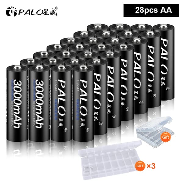 Uppladdningsbara Batterier, 3000mAh Kapacitet, Ni-MH Typ, 28st AA