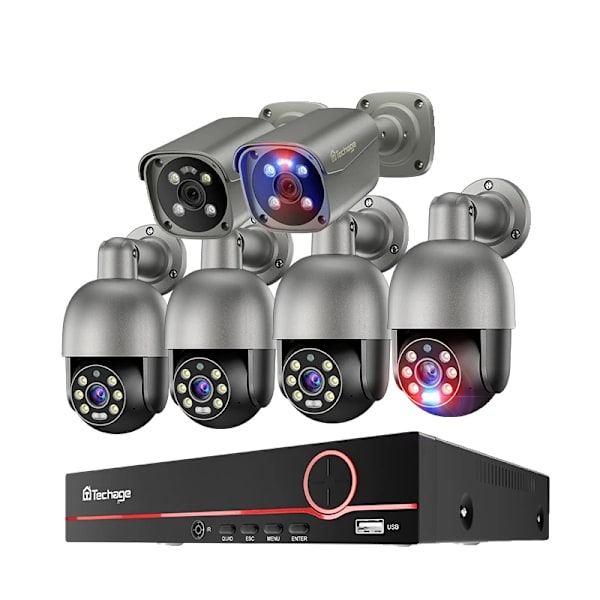 8MP Säkerhetskamerasystem, Nattsyn, AI-detektering, Tvåvägsljud,