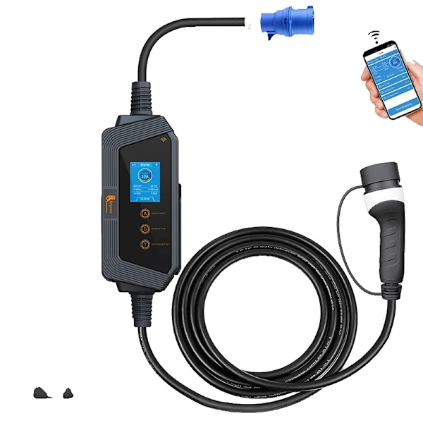 Bärbar EV-laddare, 32A 7KW, Wi-Fi Smart Control,7KW APP INGEN Adapter 7KW APP NO Adapter 7KW APP NO Adapter