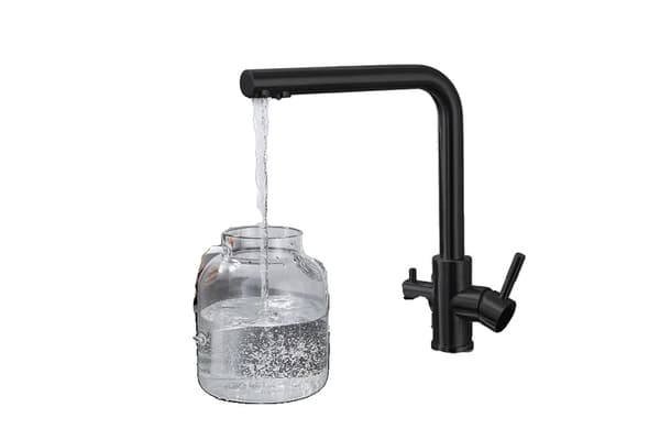 Filtered køkkenarmatur, rustfrit stål, dobbelt håndtag, ssd001LB sort