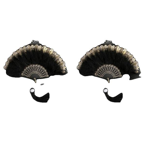Käsituuletin, bambu- ja sulkamateriaali, elegantti muotoilu, 2kpl set3