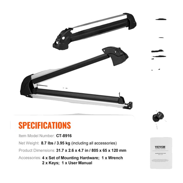 Ski Rack, Holder 6 Par Ski, Nem Installation, 6x4