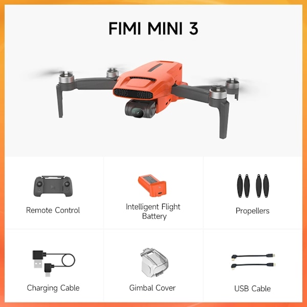 4K Ultra HD FIMI Mini 3 -drone, 9 km kantama, 3-akselinen gimbaali,MINI 3 standard MINI 3 standard MINI 3 standard