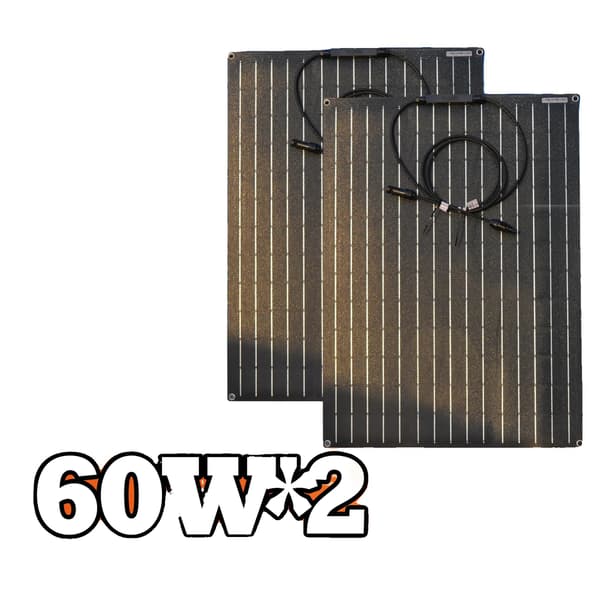 Solpanel, Fleksibelt Design, Høj-Effektiv Monokrystallinske Celler, 2PCS 60W