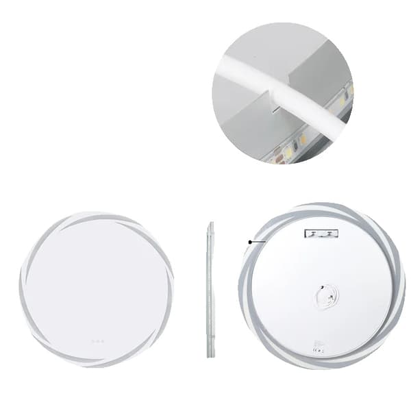 Badeværelsesspejl, baggrundsbelyst LED, berøringssensorfunktioner, 60cm (24 tommer)