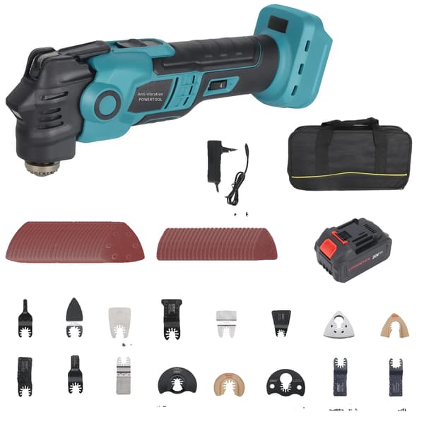 Oscillerande Multiverktyg, 6-Hastighetskontroll, LED-Lampa, SetB-4Ah Batteri