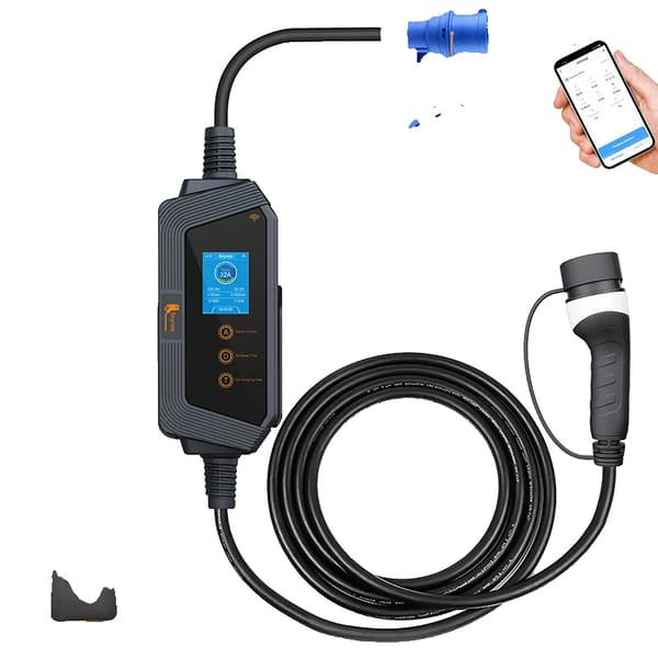 Bärbar EV-laddare, 7KW effekt, 32A max ström, 7KW APP INGEN Adapter