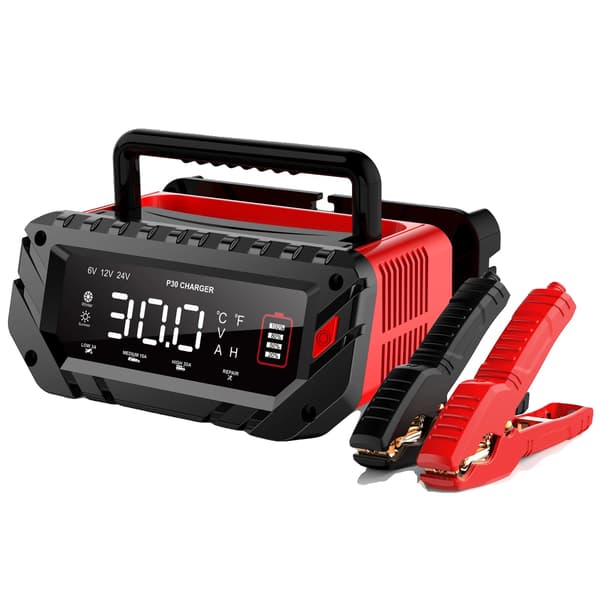 Bilbatterioplader, Fuldautomatisk, Multi-Spændingskompatibilitet, 12V 30A, EU Stik-a