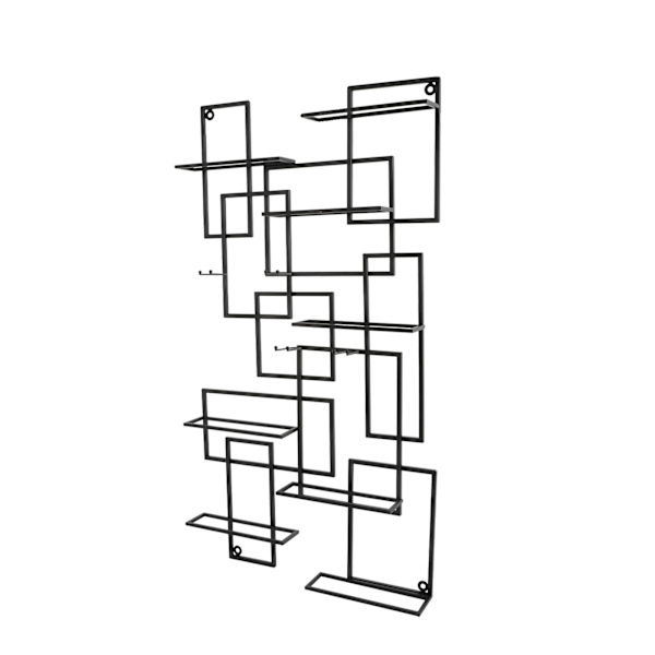 Vinhylde, Væghængt, Geometrisk Design, sort
