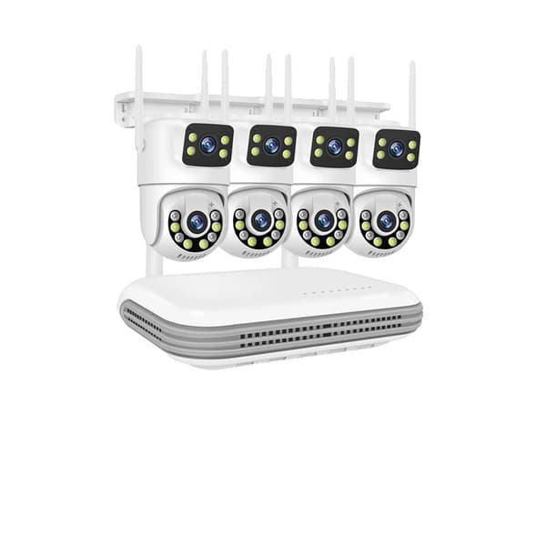 IP Kamera System, 6MP Dual Linse, To-Vejs Lyd, 8CH NVR x 4 Cam-c, Ingen